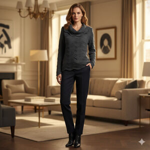 Ann Taylor LOFT Black Wool Mohair Blend Cowl Neck Sweater Sz M